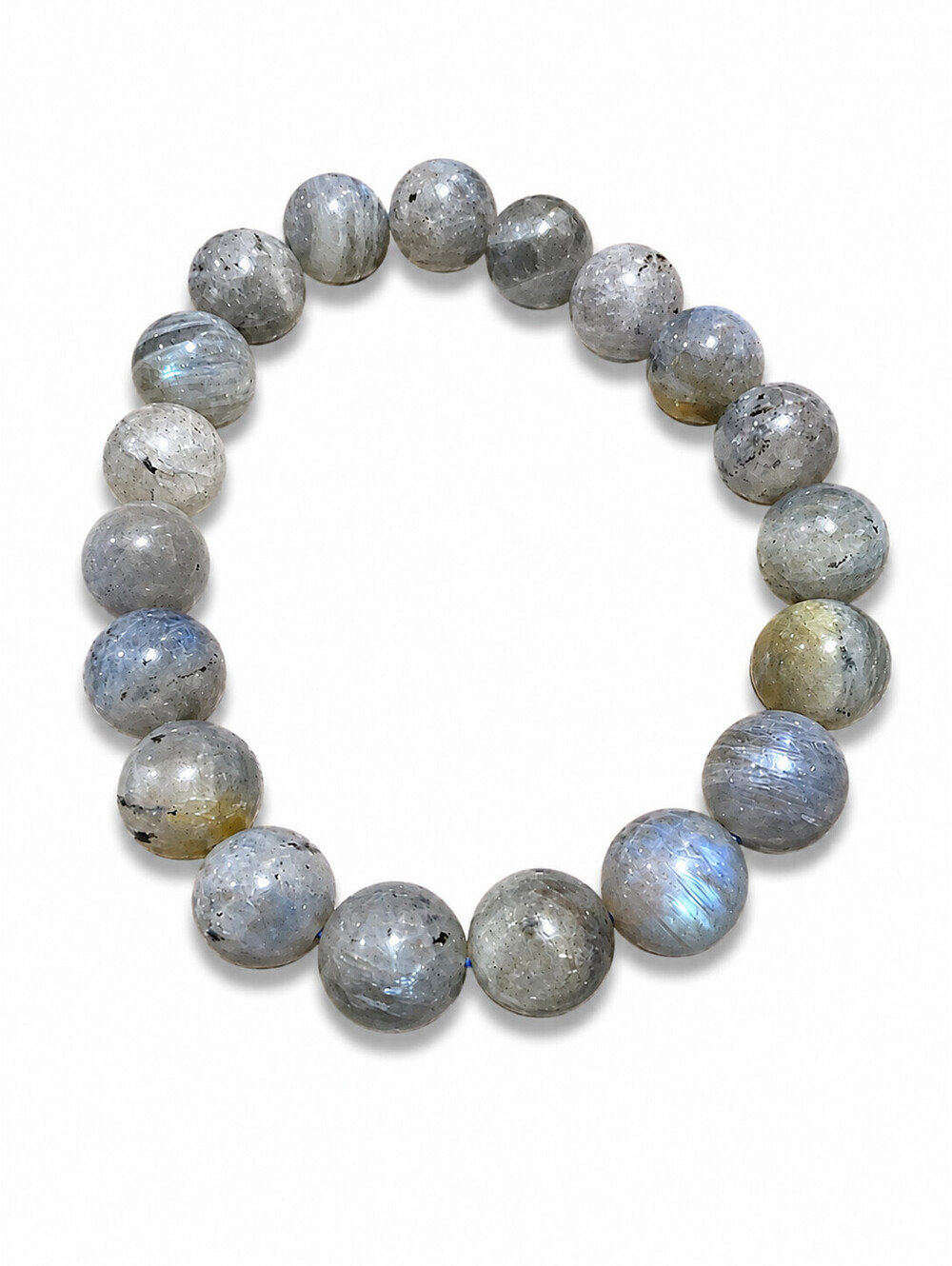 Gorgeous Natural Labradorite Stretch Gemstone Bead Bracelet 6"